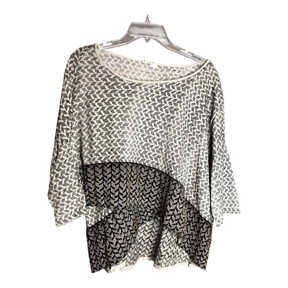 Moth By Anthropologie Women’s Black/White Geometric Orange Beads Crosstop SZ XL - Picture 1 of 8